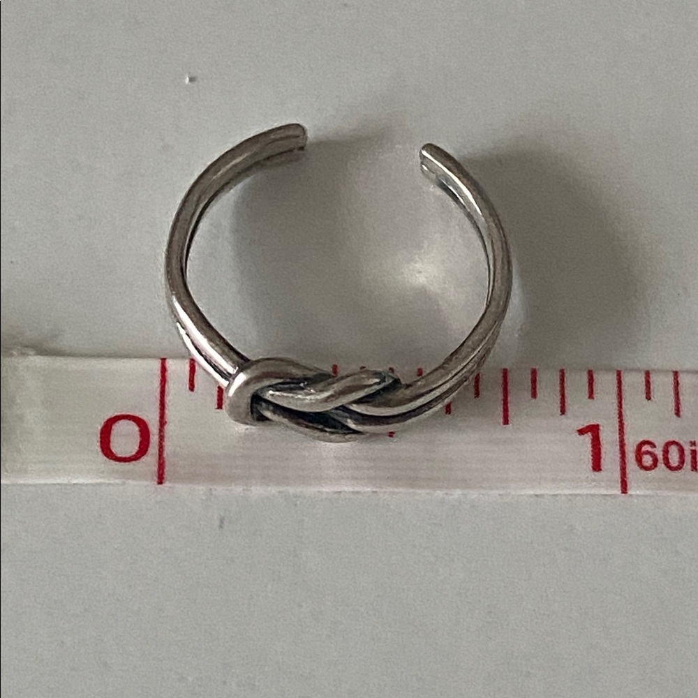 Silver love Knot Adjustable Ring 925 SS double rope oxidized commitment ring - Picture 6 of 7